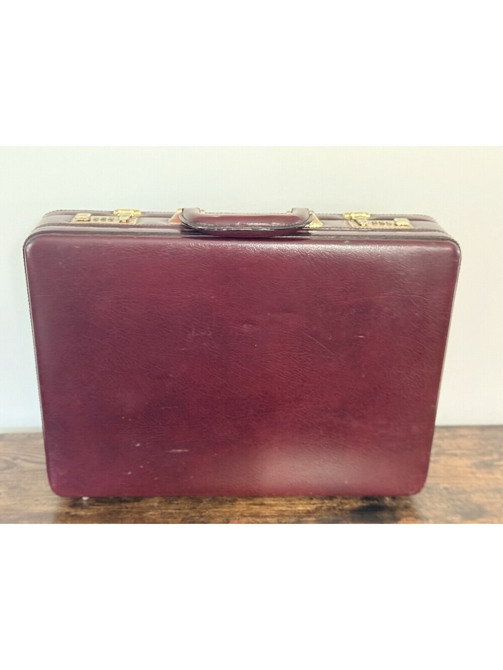 Vtg Heritage Burgundy Genuine Leather & Suede Executive Briefcase